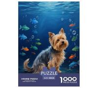 1000 Piece Yorkshire Terrier Jigsaw Puzzles for Adults Kids Challenge Toy Family-Friendly Brain Teaser Home Decoration Dog Fish School Puzzle Gifts 38x26cm/1000pcs