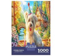 1000 Piece Yorkshire Terrier Jigsaw Puzzles Great Gift for Adults Challenging Games Home Decoration Cute Pet Dog Jigsaw Puzzle for Women Men Adult 52x38cm/1000pcs