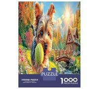 1000 Piece Yorkshire Terrier Jigsaw Puzzles Great Gift for Adults Challenging Games Home Decoration Cute Pet Dog Jigsaw Puzzle for Women Men Adult 52x38cm/1000pcs