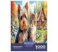 1000 Piece Yorkshire Terrier Jigsaw Puzzles Great Gift for Adults Challenging Games Home Decoration Cute Pet Dog Jigsaw Puzzle for Women Men Adult 38x26cm/1000pcs