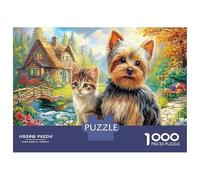 1000 Piece Yorkshire Terrier Jigsaw Puzzles Great Gift for Adults Challenging Games Home Decors Cute Pet Dog Jigsaw Puzzle for Adults And Kids Age 12 And Up 38x26cm/1000pcs