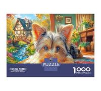 1000 Piece Yorkshire Terrier Jigsaw Puzzles Great Gift for Adults Educational Games Home Decors Brainteasing Cute Pet Dog Jigsaw Puzzle for Women Men Adult 52x38cm/1000pcs