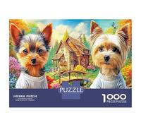 1000 Piece Yorkshire Terrier Jigsaw Puzzles Great Gift for Adults Educational Games Home Decors Brainteasing Cute Pet Dog Jigsaw Puzzle for Women Men Adult 70x50cm/1000pcs
