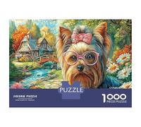 1000 Piece Yorkshire Terrier Jigsaw Puzzles Great Gift for Adults Family Challenging Toys Home Decors Cute Pet Dog Jigsaw Puzzle for Women Men Adult 38x26cm/1000pcs
