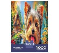 1000 Piece Yorkshire Terrier Jigsaw Puzzles Great Gift for Adults Family Challenging Toys Home Decors Brainteasing Cute Pet Dog Jigsaw Puzzle for Adults 38x26cm/1000pcs