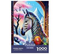 1000 Piece Zebra Game Puzzle for Adults Gifts Fun Challenging Home Decoration Brainteasing Quirky Wild Animals Jigsaw Puzzle for Women Men Adult 38x26cm/1000pcs