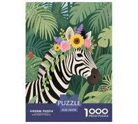 1000 Piece Zebra Jigsaw Puzzles for Adults Kids Challenge Toy Educational Games Decoration Zebra Plants Garland Puzzle Unique Gift 70x50cm/1000pcs