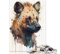 1000 Pieces A Hyena in Watercolor Jigsaw Puzzles for Adults Puzzles Wooden Puzzles Jigsaw Puzzles for Adults Educational Game Challenge Toy 1000pcs (75x50cm)