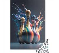 1000 Pieces Abstract Bowling Artwork for Adults Difficult Jigsaw Puzzles for Adults Family Fun Jigsaws Puzzles 1000pcs (75x50cm)