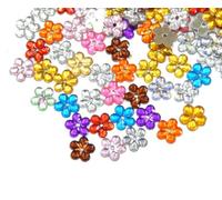 1000 Pieces Acrylic Crystals Close Gemstones 8 mm Flower Shape Jewellery Gemstones with Hole Mixed Flat Resin Rhinestones for Clothing Crafts Sewing Decoration DIY Decoration