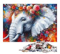 1000 Pieces Acrylic Majestic Blossoming Elephant Creative Square Jigsaw Puzzles for Adults & Paper Puzzles Challenging Game 38x26cm/1000pcs