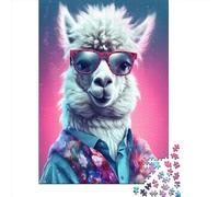 1000 Pieces Alpaca Pink Jigsaw Puzzles for Adults Wooden Puzzles for Adults Teenager Man Woman Gift 1000pcs (75x50cm)