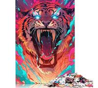 1000 Pieces Angry Tiger Puzzle for Adults Wooden Puzzle Jigsaws for Adults Educational Game Teenagers 1000pcs (75x50cm)