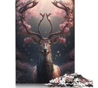 1000 Pieces Animal Art Elk Jigsaw Puzzles for Adults Paper Puzzle Educational Game for Adult Teenagers 1000pcs (38x26cm)