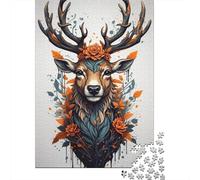 1000 Pieces Animal Art Elk Jigsaw Puzzles for Adults Paper Puzzles for Adults Teenager Man Woman Gift 1000pcs (38x26cm)
