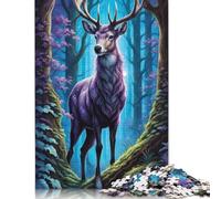 1000 Pieces Animal Art Elk Jigsaw Puzzles for Adults Wooden Puzzle Educational Game for Adult Teenagers 1000pcs (75x50cm)