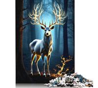1000 Pieces Animal Art Elk Jigsaw Puzzles for Adults Wooden Puzzles for Adults Teenager Man Woman Gift 1000pcs (75x50cm)