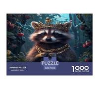 1000 Pieces Animal Racoon Creative Square Jigsaw Puzzles for Adults & Wooden Puzzles Challenging Game 1000pcs (75x50cm)