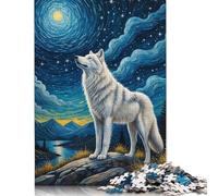1000 Pieces Arctic Wolf Starry Night Square Jigsaw Puzzles for Adults And Wooden Puzzles 1000pcs (75x50cm)