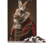 1000 Pieces Aristocrat Hare Majesty Jigsaw Puzzle, Creative Rectangular Paper Jigsaw Puzzles for Adults, Large Puzzles for Family Educational Game 38x26cm/1000pcs