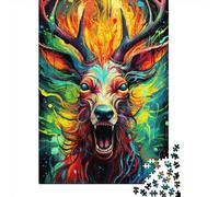 1000 Pieces Art Animal Elk Jigsaw Puzzles for Adults Paper Puzzle Educational Game for Adult Teenagers 1000pcs (38x26cm)