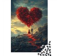 1000 Pieces Art Happy Lovers Jigsaw Puzzles Adults Difficulty Puzzles Strengthen Relationships between Family Members (38x26cm)