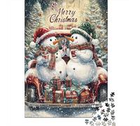 1000 Pieces Artistic Christmas Snowman Jigsaw Puzzle Adults Difficulty Puzzles Educational Toy Games Family Decoration 1000pcs (75x50cm)