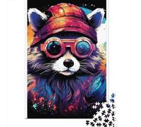 1000 Pieces Artistic Civet Cat Jigsaw Puzzles for Adults Wooden Puzzle Educational Game for Adult Teenagers 1000pcs (75x50cm)