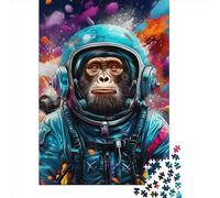 1000 Pieces Astronaut Monkey Jigsaw Puzzles for Adults Wooden Puzzle Educational Game for Adult Teenagers 1000pcs (75x50cm)