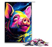 1000 Pieces Astronaut Pig by SplattersLots of Thick Coloured Adult Jigsaw Puzzles Family Fun Family Game Stress Reliever Difficult Challenge 75x50cm