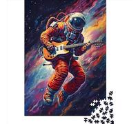 1000 Pieces Astronaut Playing Guitar95 Jigsaw Puzzle, Creative Rectangular Wooden Jigsaw Puzzles for Adults, Large Puzzles for Family Educational Game 1000pcs (75x50cm)