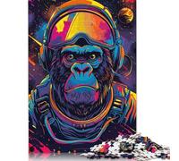1000 Pieces Astronaut Space Gorilla Jigsaw Puzzles Wooden Puzzles for Adults & Teenager Family Game for Adults And Teenagers 1000pcs (75x50cm)