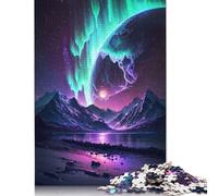 1000 Pieces Aurora Stellar Landscape Jigsaw Square Puzzle for Adults Wooden Puzzles Unique Challenge Games 1000pcs (75x50cm)