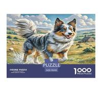 1000 Pieces Australian Shepherd Jigsaw Puzzles for Adults Educational Games Jigsaw Puzzle Home Decors for The Whole for Women, Gifts for Men 70x50cm/1000pcs