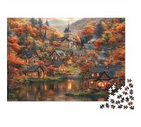 1000 Pieces Autumn Village Jigsaw Puzzle for Adults Paper Material Brain Challenge Wall Decor Educational Relaxation Puzzle 52x38cm/1000pcs