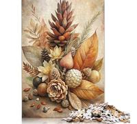 1000 Pieces Autumnal Still Life with Pine Cones Creative Square Jigsaw Puzzles for Adults & Paper Puzzles Challenging Game 38x26cm/1000pcs