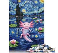 1000 Pieces Axolotl in Starry Night Painting Jigsaw Puzzles for Adults Wooden Puzzle Jigsaws for Adults Stress Relief Toys 1000pcs (75x50cm)