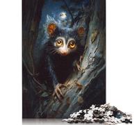 1000 Pieces Aye-aye Lemur in The Night Forest Jigsaw Puzzles for Adults Wooden Puzzles for Adults Educational Game for Adult Teenagers 1000pcs (75x50cm)