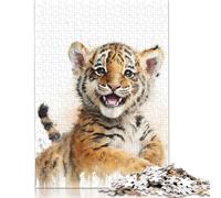 1000 Pieces Baby Tiger Watercolor Puzzle for Adults Wood Puzzles Wooden Puzzles Learning Educational Puzzle 1000pcs (75x50cm)