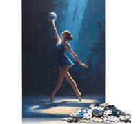 1000 Pieces Ballerina with Ball in Blue Light Creative Square Jigsaw Puzzles for Adults And Wooden Puzzles Challenging Game 1000pcs (75x50cm)