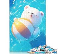 1000 Pieces Bear Beach Ball Water Jigsaw Puzzle Wooden Puzzles for Adults & Teenager for Adults& Teens Age 12 Years Up 1000pcs (75x50cm)