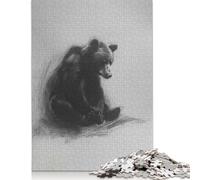 1000 Pieces Bear In Charcoal for Adults Difficult Jigsaw Puzzles for Adults Family Fun Jigsaws Puzzles 1000pcs (38x26cm)