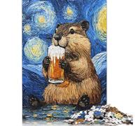1000 Pieces Beaver with Beer for Adults Difficult Jigsaw Puzzles Wooden Puzzle for Adults And Teenager Jigsaw Puzzles for Adult 1000pcs (75x50cm)