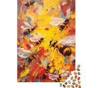 1000 Pieces Bee Painting Jigsaw Puzzles for Adults Wooden Puzzle Educational Game for Adult Teenagers 1000pcs (75x50cm)