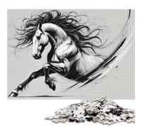 1000 Pieces 'Black And White Horse Jigsaw Puzzles for Adults Wooden Puzzles for Adults Puzzles Learning Educational Toys 1000pcs (75x50cm)