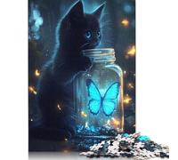 1000 Pieces Black Cat And Butterfly Square Jigsaw Puzzles for Adults And Wooden Puzzles Children Puzzles 1000pcs (75x50cm)