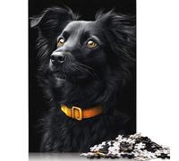 1000 Pieces Black & Gold Border Collie Jigsaw Puzzle Adults Difficulty Puzzles Educational Toy Games Family Decoration 1000pcs (38x26cm)