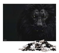 1000 Pieces Black Lion Portrait Art Creative Square Paper Jigsaw Puzzles for Adults Educational Game Challenge Toy 38x26cm/1000pcs