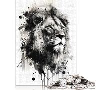 1000 Pieces Black Lion Watercolor Jigsaw Puzzle Puzzle Jigsaws for Adults for Adults 1000pcs (75x50cm)