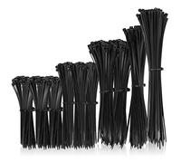 1000 Pieces Black Nylon Cable Ties Mixed Pack Heavy Duty Strong Self Locking Long Plastic Zip Tie Wraps Assorted Sizes 100/150/200/250/300mm Length 4/6/8/10/12 Inch, 2.5/3.6mm Width